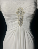 Vintage Wedding Dress 1970s A Line Scoop Neck Chiffon White Long Wedding Dresses Bridal Gowns Elegant Brides Gown HZ1121