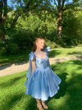 Fancy Short Hoco Dresses Ball Gown Spaghetti Straps Blue Mini Formal 8th Grade Homecoming Dresses Summer Middle School Homecoming Outfits HZ1121