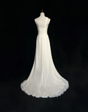 Retro Wedding Dress 1950s 1940s A Line One Shoulder Chiffon White Long Wedding Dresses Bridal Gowns Brides Gown HZ1121