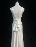 Vintage Wedding Dress 1970s A Line Scoop Neck Satin White Long Wedding Dresses Bridal Gowns Elegant Brides Gown HZ1121