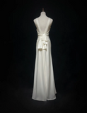 Vintage Wedding Dress 1970s A Line Scoop Neck Satin White Long Wedding Dresses Bridal Gowns Elegant Brides Gown HZ1121