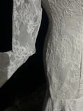 Vintage Wedding Dress 1970s Mermaid Scoop Neck Long Sleeves Lace White Long Wedding Dresses Bridal Gowns Elegant Brides Gown HZ1121