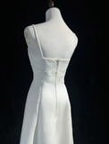 Vintage Wedding Dress 1970s A Line Spaghetti Straps Satin White Long Wedding Dresses Bridal Gowns Elegant Brides Gown HZ1121
