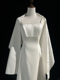 Vintage Wedding Dress 1970s A Line Spaghetti Straps Satin White Long Wedding Dresses Bridal Gowns Elegant Brides Gown HZ1121