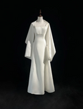 Vintage Wedding Dress 1970s A Line Spaghetti Straps Satin White Long Wedding Dresses Bridal Gowns Elegant Brides Gown HZ1121