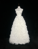 Vintage Wedding Dress 1970s Ball Gown Spaghetti Straps Tulle White Long Wedding Dresses Bridal Gowns Elegant Brides Gown HZ1121