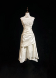 Vintage Wedding Dress 1970s High Low Strapless Lace Ivory Wedding Dresses Bridal Gowns Elegant Brides Gown HZ1121