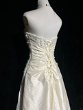 Vintage Wedding Dress 1970s High Low Strapless Lace Ivory Wedding Dresses Bridal Gowns Elegant Brides Gown HZ1121