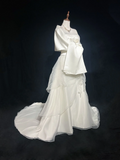 Vintage Wedding Dress 1970s Ball Gown Strapless Ivory Satin Wedding Dresses Bridal Gowns Elegant Brides Gown HZ1121