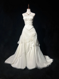 Vintage Wedding Dress 1970s Ball Gown Strapless Ivory Satin Wedding Dresses Bridal Gowns Elegant Brides Gown HZ1121