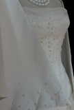 Vintage Wedding Dress 1970s Ball Gown Strapless Ivory Satin Wedding Dresses Bridal Gowns Elegant Brides Gown HZ1121