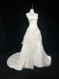 Vintage Wedding Dress 1970s Ball Gown Strapless Ivory Satin Wedding Dresses Bridal Gowns Elegant Brides Gown HZ1121