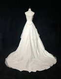 Vintage Wedding Dress 1970s Ball Gown Strapless Ivory Satin Wedding Dresses Bridal Gowns Elegant Brides Gown HZ1121