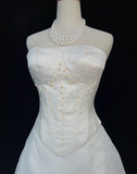 Vintage Wedding Dress 1970s Ball Gown Strapless Ivory Satin Wedding Dresses Bridal Gowns Elegant Brides Gown HZ1121