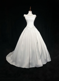 Vintage Wedding Dress 1970s Ball Gown Off The Shoulder Satin White Long Wedding Dresses Bridal Gowns Elegant Brides Gown HZ1121