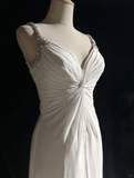Retro Wedding Dress 1950s 1940s A Line Spaghetti Straps Chiffon White Long Wedding Dresses Bridal Gowns Brides Gown HZ1121