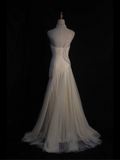 Retro Wedding Dress 1950s 1940s Mermaid One Shoulder White Tulle Long Wedding Dresses Bridal Gowns Elegant Brides Gown HZ1121