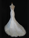 Vintage Wedding Dress 1970s Mermaid V Neck White Lace Long Wedding Dresses Bridal Gowns Elegant Brides Gown HZ1121
