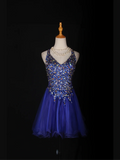 Cute A Line Spaghetti Straps Royal Blue Tulle Formal 8th Grade Homecoming Dresses Summer Middle School Hoco Dress Homecoming Outfits HZ1121
