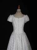 Vintage Wedding Dress 1970s Ball Gown Square Neck White Lace Wedding Dresses Bridal Gowns Elegant Brides Gown HZ1121
