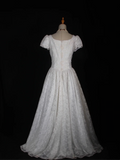 Vintage Wedding Dress 1970s Ball Gown Square Neck White Lace Wedding Dresses Bridal Gowns Elegant Brides Gown HZ1121