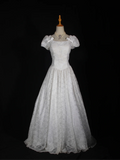 Vintage Wedding Dress 1970s Ball Gown Square Neck White Lace Wedding Dresses Bridal Gowns Elegant Brides Gown HZ1121