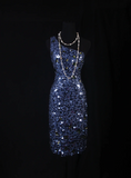 Cute Sheath One Shoulder Navy Blue Sequin Formal 8th Grade Homecoming Dresses Summer Middle School Hoco Dress Homecoming Outfits HZ1121
