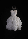 Cute Ball Gown Sweetheart White Satin Formal 8th Grade Homecoming Dresses Summer Middle School Hoco Dress Homecoming Outfits HZ1121