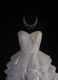 Cute Ball Gown Sweetheart White Satin Formal 8th Grade Homecoming Dresses Summer Middle School Hoco Dress Homecoming Outfits HZ1121