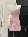 Cute A Line Spaghetti Straps Pink Satin Formal 8th Grade Homecoming Dresses Summer Middle School Hoco Dress Homecoming Outfits HZ1121