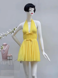 Cute A line Halter Yellow CHiffon Homecoming Dress Summer Middle School Formal 8th Grade Hoco Dresses Summer Homecoming Outfits HZ1121