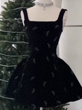 Cute A line Square Neck Sleeveless Black Short Formal 8th Grade Homecoming Dresses Summer Middle School Hoco Dress Homecoming Outfits HZ1121