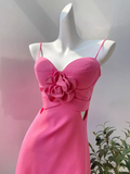 Pretty A Line Spaghetti Straps Floral Hot Pink Short Homecoming Dress Summer Middle School Formal 8th Grade Hoco Dresses Summer Homecoming Outfits HZ1121