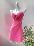 Pretty A Line Spaghetti Straps Floral Hot Pink Short Homecoming Dress Summer Middle School Formal 8th Grade Hoco Dresses Summer Homecoming Outfits HZ1121