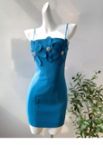 Pretty Sheath Spaghetti Straps Floral Blue Mini Short Homecoming Dress Summer Middle School Formal 8th Grade Hoco Dresses Summer Homecoming Outfits HZ1121