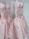 Pretty Ball Gown Spaghetti Straps Floral Pink Short Homecoming Dress Summer Middle School Formal 8th Grade Hoco Dresses Summer Homecoming Outfits HZ1121