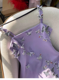 Cute A line Spaghetti Straps Lilac Mini Short Formal 8th Grade Homecoming Dresses Summer Middle School Hoco Dress Homecoming Outfits HZ1121