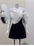 Cute A line Strapless Black Satin Mini Short Formal 8th Grade Homecoming Dresses Summer Middle School Hoco Dress Homecoming Outfits Birthday Dress HZ1121