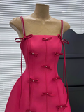 Pretty A line Spaghetti Straps Hot Pink Satin Short Formal 8th Grade Homecoming Dresses Summer Middle School Hoco Dress Homecoming Outfits HZ1121
