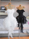 Cute A line Spaghetti Straps White Mini Short Formal 8th Grade Homecoming Dresses Summer Middle School Hoco Dress Homecoming Outfits HZ1121