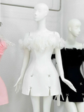 Cute A line Off The Shoulder White Mini Short Formal 8th Grade Homecoming Dresses Summer Middle School Hoco Dress Homecoming Outfits HZ1121