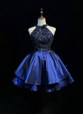 Cute Ball Gown High Neck Royal Blue Sleeveless Mini Short Formal 8th Grade Homecoming Dresses Summer Middle School Hoco Dress Homecoming Outfits HZ1121