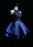 Cute Ball Gown High Neck Royal Blue Sleeveless Mini Short Formal 8th Grade Homecoming Dresses Summer Middle School Hoco Dress Homecoming Outfits HZ1121