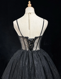 Cute Ball Gown Spaghetti Straps Black Sleeveless Mini Short Formal 8th Grade Homecoming Dresses Summer Middle School Hoco Dress Homecoming Outfits HZ1121
