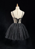 Cute Ball Gown Spaghetti Straps Black Sleeveless Mini Short Formal 8th Grade Homecoming Dresses Summer Middle School Hoco Dress Homecoming Outfits HZ1121