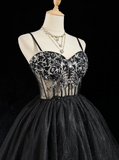 Cute Ball Gown Spaghetti Straps Black Sleeveless Mini Short Formal 8th Grade Homecoming Dresses Summer Middle School Hoco Dress Homecoming Outfits HZ1121