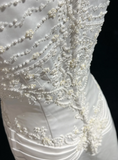 Classic Bridal Gown A line Square Neck Short Sleeves Satin White Wedding Dresses Minimalist Bridal Gowns HZ1121