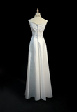 Classic Bridal Gown A line Jewel Neck Satin Long White Wedding Dresses Elegant Bridal Gowns HZ1121