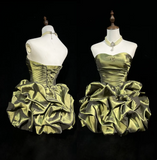 Cute Ball Gown Sweetheart Taffeta Olive Green Sleeveless Mini Short Formal 8th Grade Homecoming Dresses Summer Middle School Hoco Dress Homecoming Outfits HZ1121