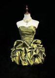 Cute Ball Gown Sweetheart Taffeta Olive Green Sleeveless Mini Short Formal 8th Grade Homecoming Dresses Summer Middle School Hoco Dress Homecoming Outfits HZ1121